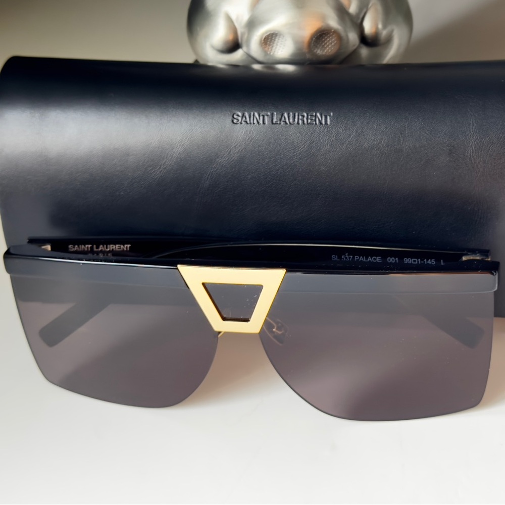 Saint Laurent Sunglasses with Black Frame and Gold Detail